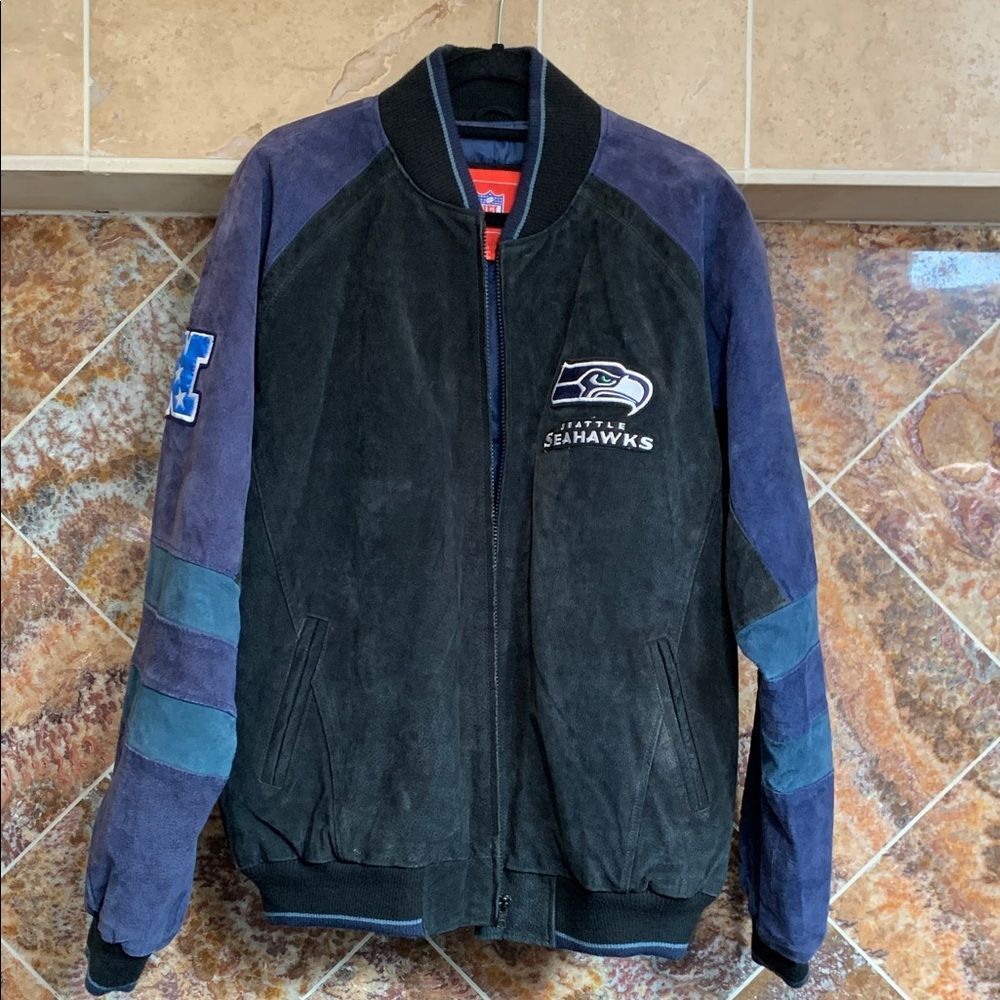 Men's Seattle Seahawks Vintage Suede Leather NFL Varsity Jacket Size XL